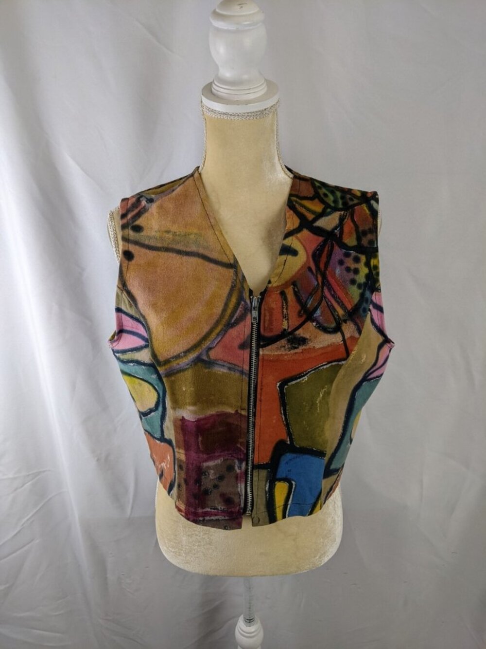 Vintage Iro Multicolor Bold Statement Vest Size Medium Sleeveless Blouse Top